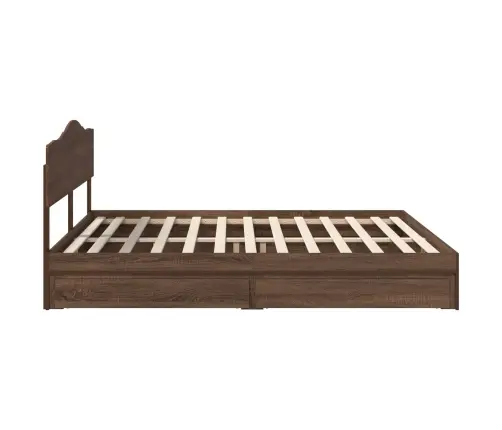 Saugos Lova Rudas Ąžuolas 200 X 200 Cm Apdirbta Mediena