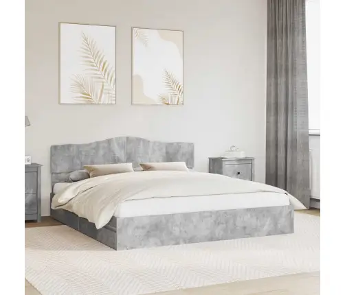 Glabāšanas Gulta Betona Pelēks 180 X 200 Cm Inženierijas Koks Vidaxl