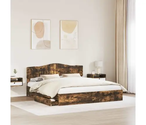 Saugos Lova Rūkyta Ąžuolas 180 X 200 Cm Apdirbta Mediena