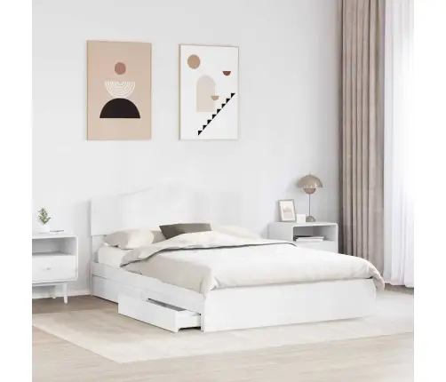 Glabāšanas Gulta Balts 150 X 200 Cm Inženierijas Koks Vidaxl