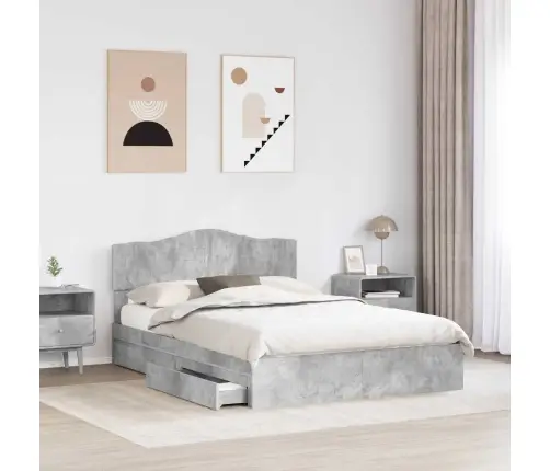 Laos Voodi Peaga Sahtliga Betoonhall 150 X 200 Cm Tehispuit