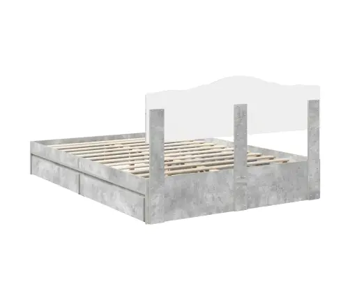 Laos Voodi Peaga Sahtliga Betoonhall 150 X 200 Cm Tehispuit