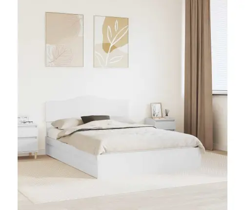 Laos Voodi Peaga Sahtliga Valge 140 X 200 Cm Tehispuit