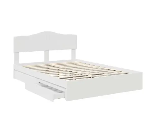 Laos Voodi Peaga Sahtliga Valge 140 X 200 Cm Tehispuit