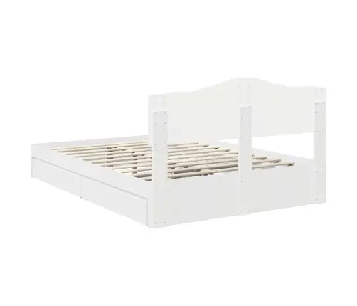 Laos Voodi Peaga Sahtliga Valge 140 X 200 Cm Tehispuit