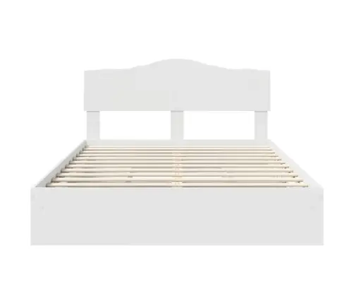 Laos Voodi Peaga Sahtliga Valge 140 X 200 Cm Tehispuit