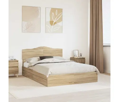 Glabāšanas Gulta Sonoma Ozols 140 X 200 Cm Inženierijas Koks Vidaxl