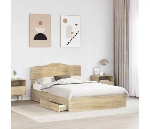 Glabāšanas Gulta Sonoma Ozols 140 X 200 Cm Inženierijas Koks Vidaxl