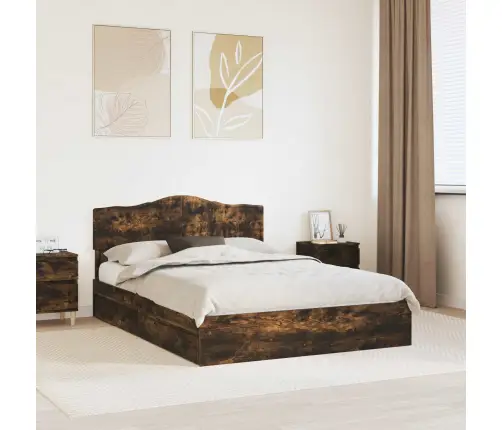 Laos Voodi Peaga Suitsetatud Tamm 140 X 200 Cm Tehispuit