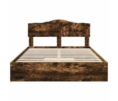 Laos Voodi Peaga Suitsetatud Tamm 140 X 200 Cm Tehispuit