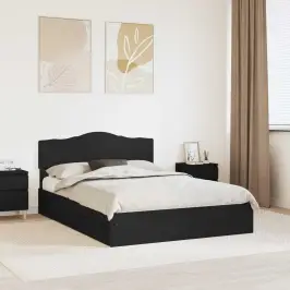 Glabāšanas Gulta Melna 140 X 190 Cm Inženierijas Koks Vidaxl