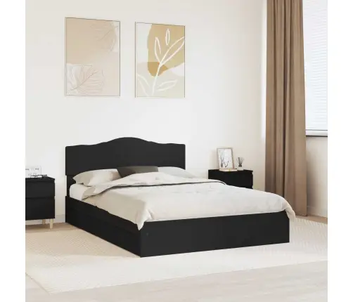 Saugos Lova Su Galvūgalio Juoda 140 X 190 Cm Apdirbta Mediena