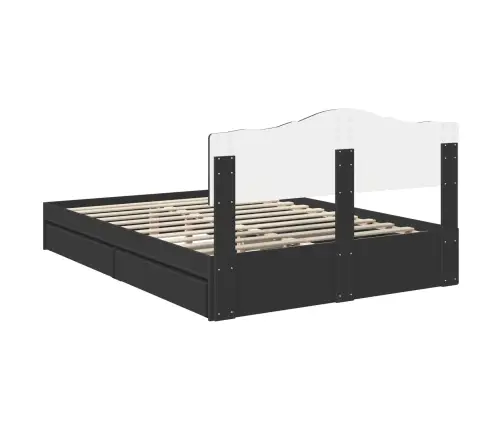 Saugos Lova Su Galvūgalio Juoda 140 X 190 Cm Apdirbta Mediena