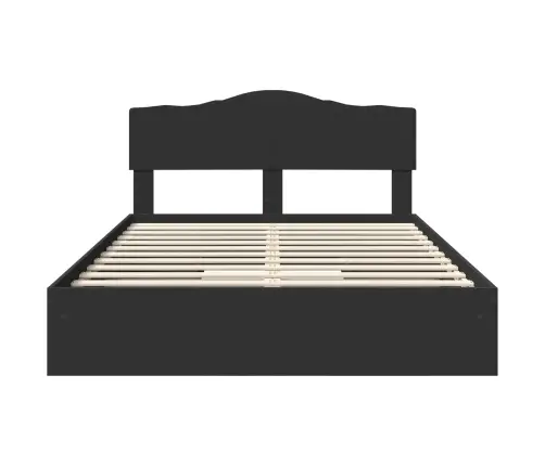 Saugos Lova Su Galvūgalio Juoda 140 X 190 Cm Apdirbta Mediena