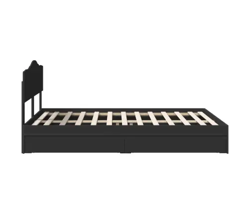 Saugos Lova Su Galvūgalio Juoda 140 X 190 Cm Apdirbta Mediena