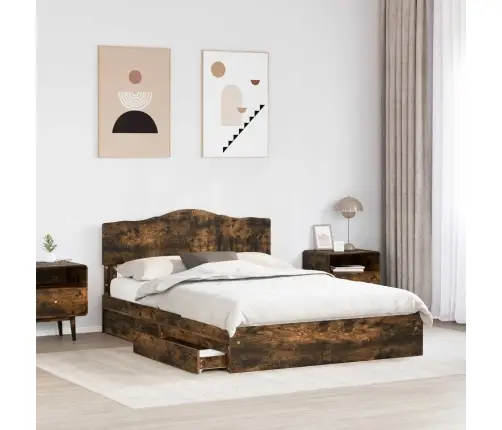 Glabāšanas Gulta Dūmaka Ozols 140 X 190 Cm Inženierijas Koks Vidaxl