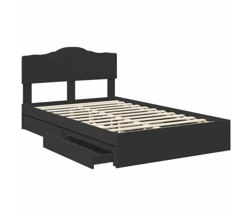 Saugos Lova Su Galvūgalio Juoda 135 X 190 Cm Apdirbta Mediena