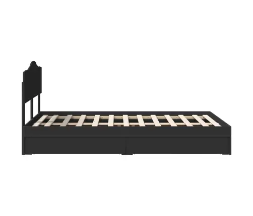 Saugos Lova Su Galvūgalio Juoda 135 X 190 Cm Apdirbta Mediena