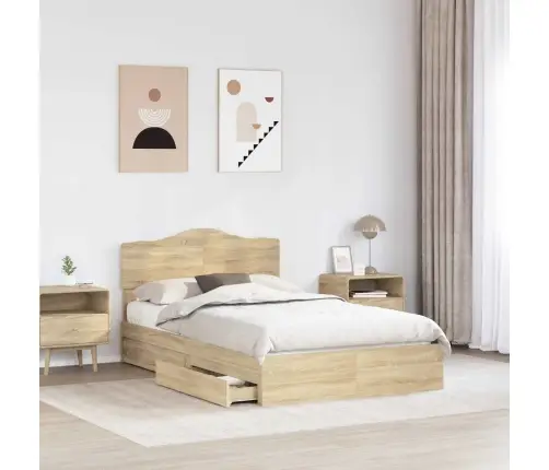 Glabāšanas Gulta Sonoma Ozols 135 X 190 Cm Inženierijas Koks Vidaxl