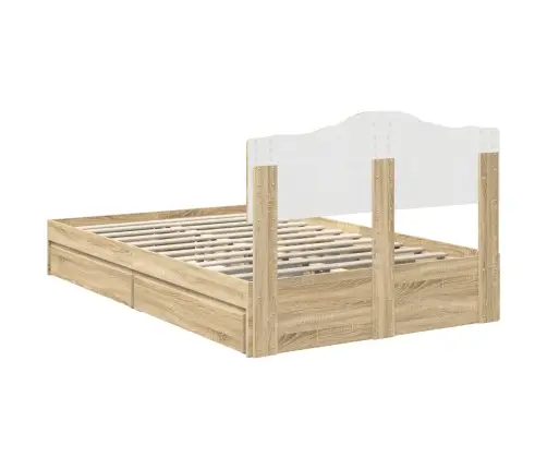 Glabāšanas Gulta Sonoma Ozols 135 X 190 Cm Inženierijas Koks Vidaxl