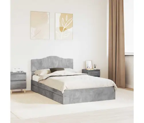 Glabāšanas Gulta Betona Pelēks 135 X 190 Cm Inženierijas Koks Vidaxl