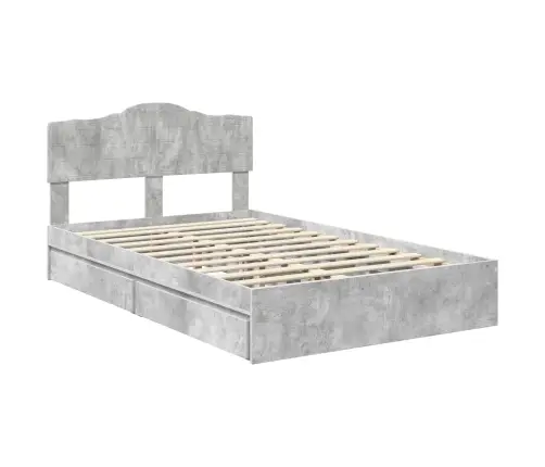 Glabāšanas Gulta Betona Pelēks 135 X 190 Cm Inženierijas Koks Vidaxl