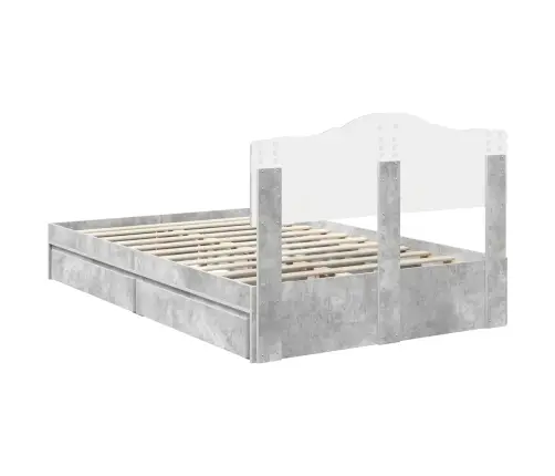 Glabāšanas Gulta Betona Pelēks 135 X 190 Cm Inženierijas Koks Vidaxl