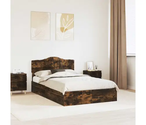 Glabāšanas Gulta Dūmaka Ozols 135 X 190 Cm Inženierijas Koks Vidaxl