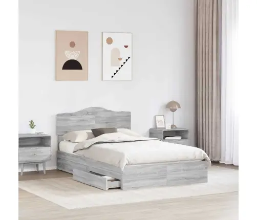 Glabāšanas Gulta Pelēks Sonoma 135 X 190 Cm Inženierijas Koks Vidaxl