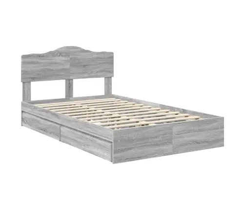 Glabāšanas Gulta Pelēks Sonoma 135 X 190 Cm Inženierijas Koks Vidaxl