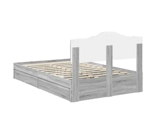 Glabāšanas Gulta Pelēks Sonoma 135 X 190 Cm Inženierijas Koks Vidaxl