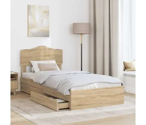 Glabāšanas Gulta Sonoma Ozols 100 X 200 Cm Inženierijas Koks Vidaxl