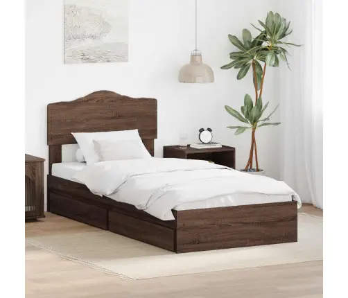 Glabāšanas Gulta Brūns Ozols 100 X 200 Cm Inženierijas Koks Vidaxl