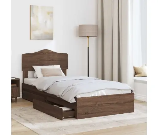 Glabāšanas Gulta Brūns Ozols 100 X 200 Cm Inženierijas Koks Vidaxl