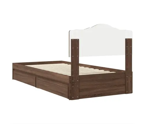 Glabāšanas Gulta Brūns Ozols 100 X 200 Cm Inženierijas Koks Vidaxl