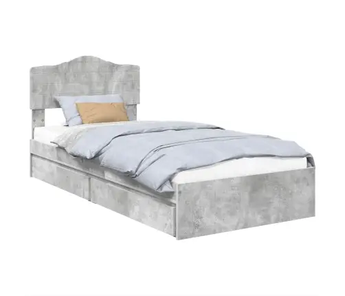 Laos Voodi Peaga Sahtliga Betoonhall 90 X 200 Cm Tehispuit