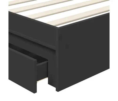 Glabāšanas Gulta Melna 90 X 190 Cm Inženierijas Koks Vidaxl