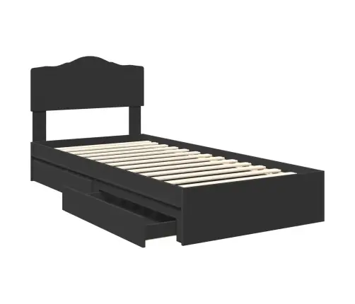 Glabāšanas Gulta Melna 90 X 190 Cm Inženierijas Koks Vidaxl