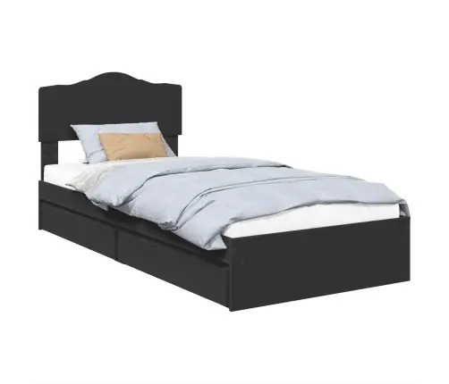 Glabāšanas Gulta Melna 90 X 190 Cm Inženierijas Koks Vidaxl