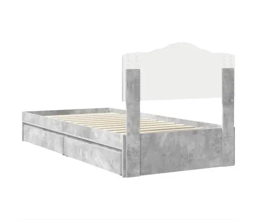 Glabāšanas Gulta Betona Pelēks 90 X 190 Cm Inženierijas Koks Vidaxl