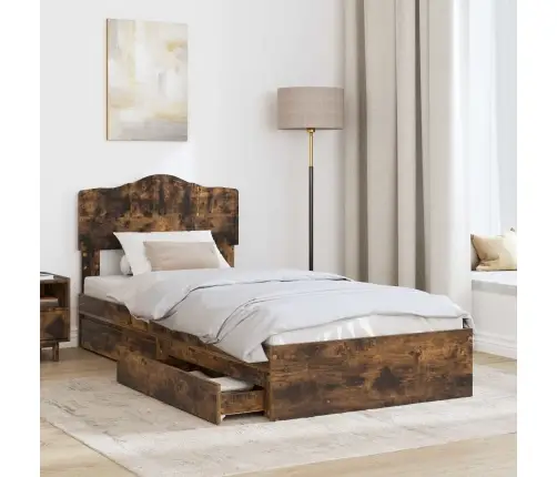 Saugos Lova Rūkyta Ąžuolas 90 X 190 Cm Apdirbta Mediena