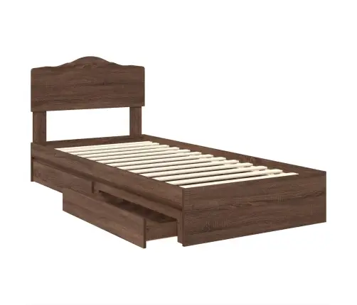 Glabāšanas Gulta Brūns Ozols 90 X 190 Cm Inženierijas Koks Vidaxl