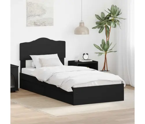 Glabāšanas Gulta Melna 75 X 190 Cm Inženierijas Koks Vidaxl