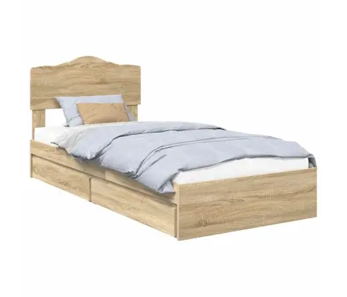 Glabāšanas Gulta Sonoma Ozols 75 X 190 Cm Inženierijas Koks Vidaxl