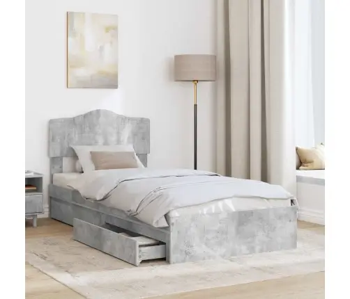 Glabāšanas Gulta Betona Pelēks 75 X 190 Cm Inženierijas Koks Vidaxl