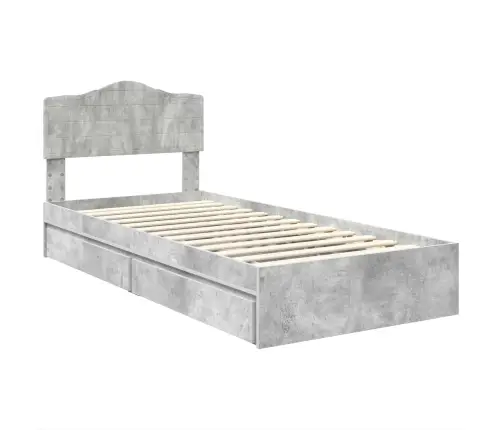 Glabāšanas Gulta Betona Pelēks 75 X 190 Cm Inženierijas Koks Vidaxl