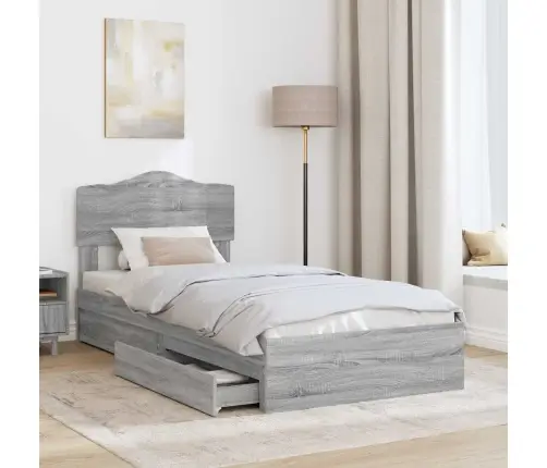 Glabāšanas Gulta Pelēks Sonoma 75 X 190 Cm Inženierijas Koks Vidaxl