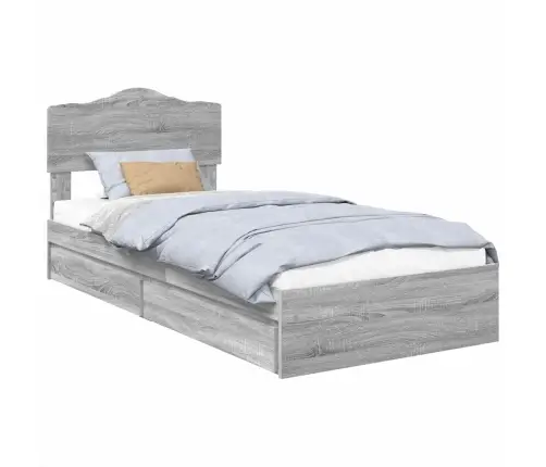 Glabāšanas Gulta Pelēks Sonoma 75 X 190 Cm Inženierijas Koks Vidaxl