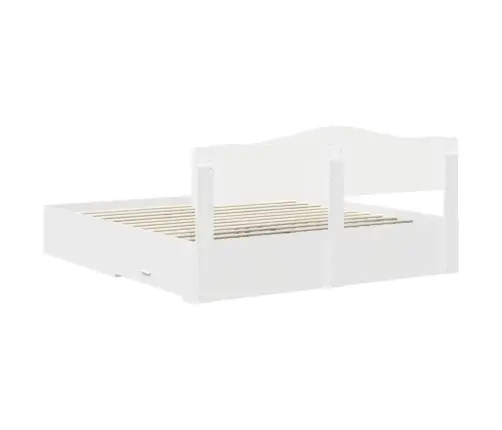 Gultas Rāmis Ar Atvilktni Balts 200 X 200 Cm Inženierijas Koks Vidaxl