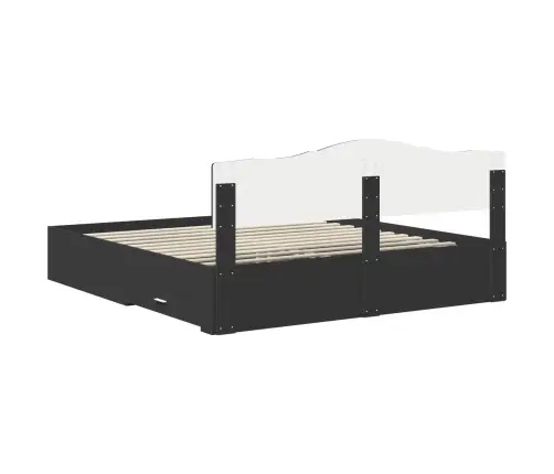 Voodi Raam Peaga Sahtliga Must 200 X 200 Cm Tehispuit